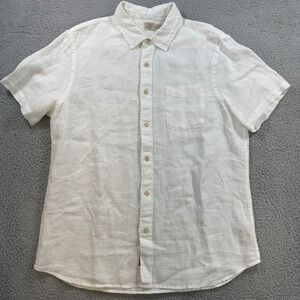 FAHERTY BRAND Mens Palma Linen Shirt Short Sleeve Button Down White Size L
